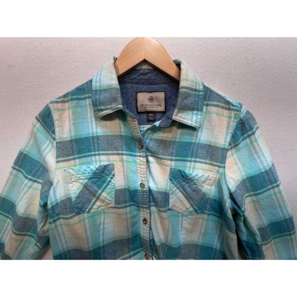 Legendary Whitetails Women’s Button Down Flannel Shirt Size MD Blue White Plaid - Picture 5 of 12